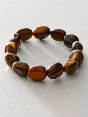 Free People Ariana Ost Crystal Stone Chunky Bracelet Tigers Eye Western Bohemian